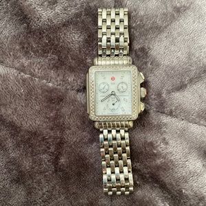 Michele Deco Series Watch, Silver, w/Diamonds